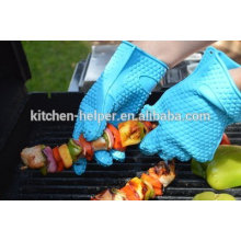 Cocina de grado alimenticio a la medida que cocina los guantes resistentes al calor del barbacoa del silicón / los guantes de la parrilla del horno del silicón / el mitón del horno